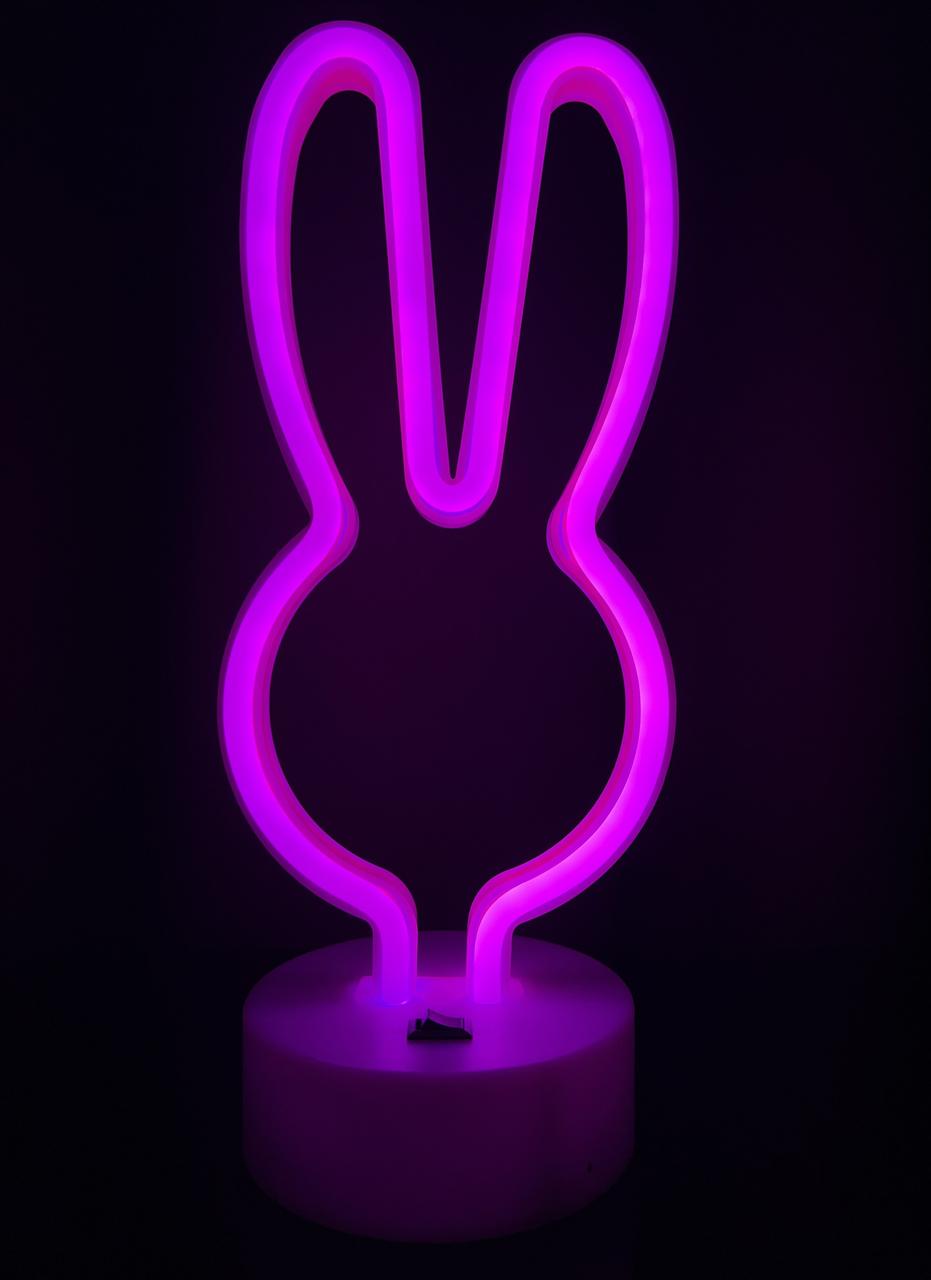 Неоновий світлодіодний нічник для інтер'єру Decoration Lamp Заєць Рожевий <unk> Настільний світильник