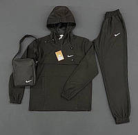 Спортивний костюм чоловічий Nike осінь весна вітровка + штани + барсетка в подарунок чорний