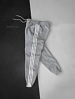 Спортивные штаны мужские теплые на флисе с рефлективными полосками зимние серые
