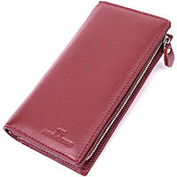 Современный кошелек-клатч для стильных женщин из натуральной кожи ST Leather бордовый