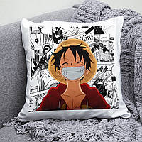 Плюшевая подушка аниме Ван Пис One Piece квадрат 35х35 см белая