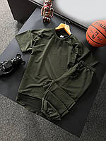 Мужской спортивный костюм футболка + штаны оверсайз весенний летний комплект хаки топ качество