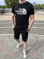 Мужской спортивный костюм The North Face летний комплект ТНФ Шорты + Футболка черный топ качество