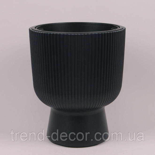 Горщик пластмасовий MILLY з вкладом антрацитовий 38 см.