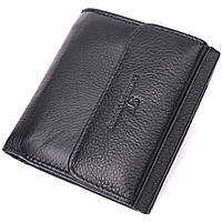 Компактный женский кошелек с монетницей снаружи из натуральной кожи ST Leather 22542 Черный, красивые кошельки