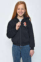Спортивная кофта детская девочка на флисе черного цвета уп.5 шт. 153366P