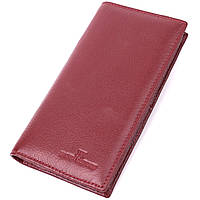 Вместительный кожаный кошелек женский бордовый ST Leather 22541