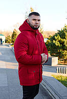 Мужская красная удобная зимняя парка Nike, утепленная красная мужская куртка Найк