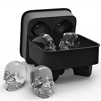 Силиконовые формы для льда Череп, Форма для льда 3D Skull Black 4 черепа