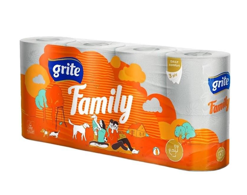 Папір туалетний Grite Family 3 кулі 8 штук довжина 187,5 см (3TSFAM2308_2016)