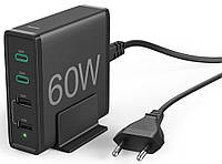 HAMA Універсальний зарядний пристрій 2 x USB-C PD/QC, 2 x USB-A, 60W Black