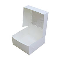 Коробка самозбірна 13х13х6 см біла для тістечок