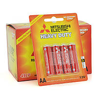 Батарейка Heavy Duty MITSUBISHI 1.5V AA/R6P, 4pcs/card, 48pcs/inner box, 576pcs/ctn