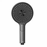Лійка для душу ГРАФІТОВА Кнопкова KOER KP-0403-07 GRAPHITE 3 функції (Колір графіт), фото 2