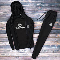Зиппер + штаны + футболка черная лого Volkswagen