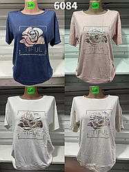 Жіноча футболка Gertie 6084 з принтом і написом, розміри 42.44.46.48.50 Фабричний Китай