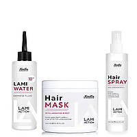 Набір флюїд, маска та спрей для волосся з ефектом ламінування Mirella Lami Action