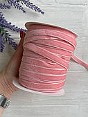 Оксамитова стрічка "1,0 см" персиково рожевий   рулон 45 метрів