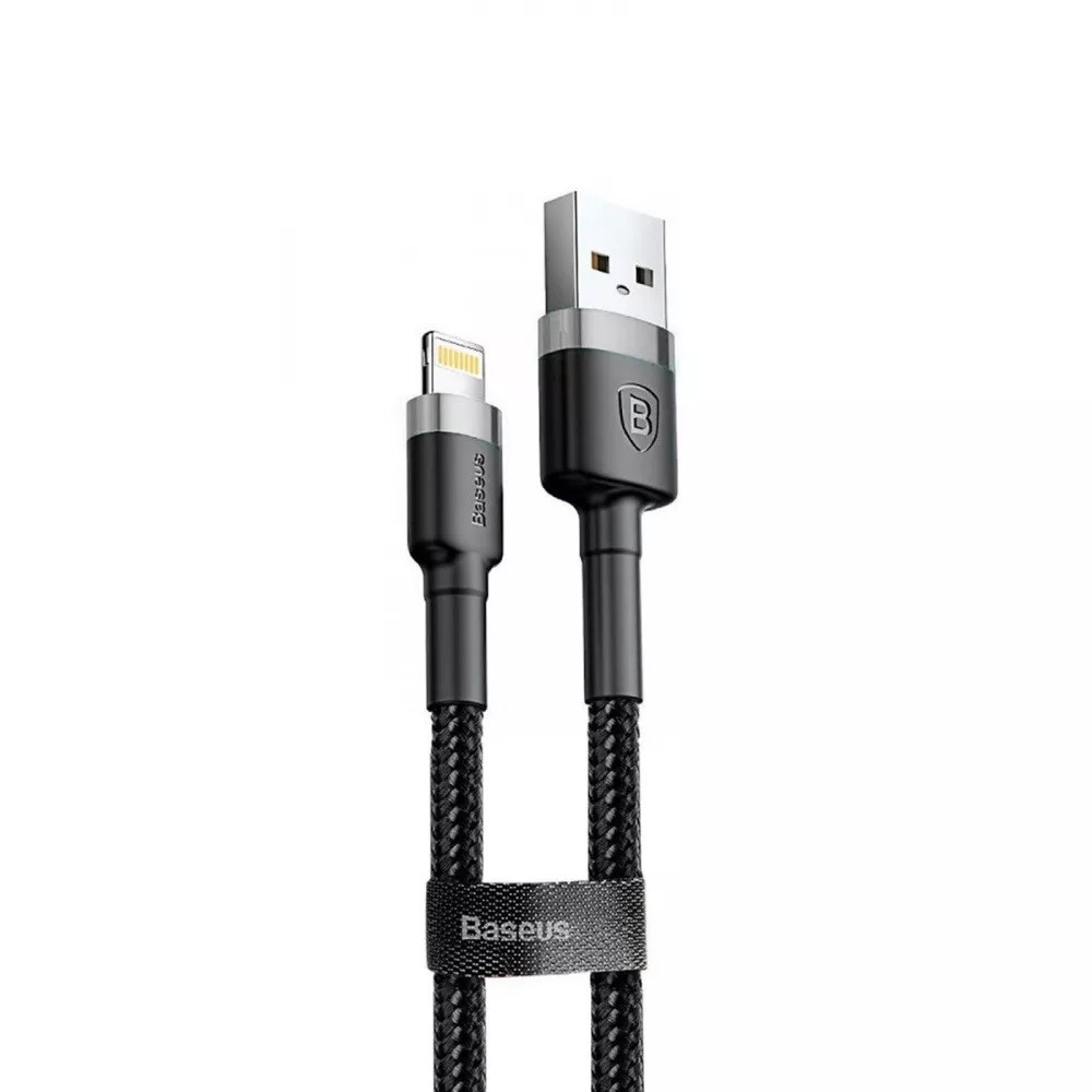 Кабель Baseus Cafule USB to Lightning 2.4A 1m Чорний із сірим