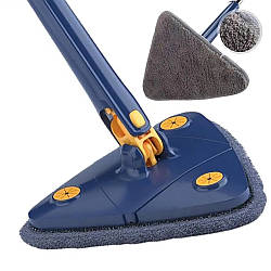 Швабра трикутна з віджимом EL-404 / Універсальна швабра для підлоги та вікон / Телескопічна швабра