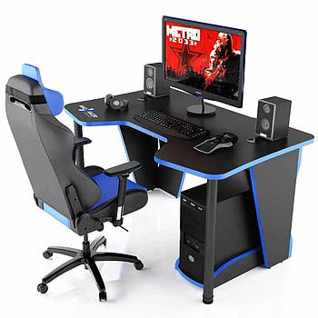 Геймерський стіл 140 см Madxracer Comfort GT14 синій + чорний
