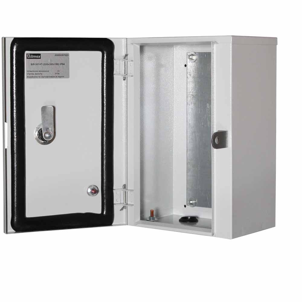 Бокс монтажний Bilmax БМ-21+П 200*250*100 IP54 навісний з монтажною панеллю (металева шафа)
