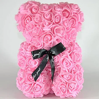Мишка из роз 3D 25 см. мятный мишка из цветов подарки любимой подарок для девушки Розовый