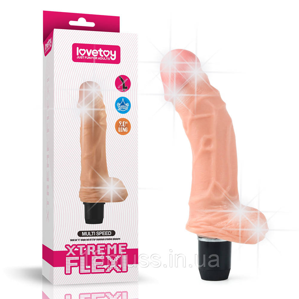 Реалістичний вібратор з мошонкою Xtreme Flexi Vibrator Flesh 9", фото 1