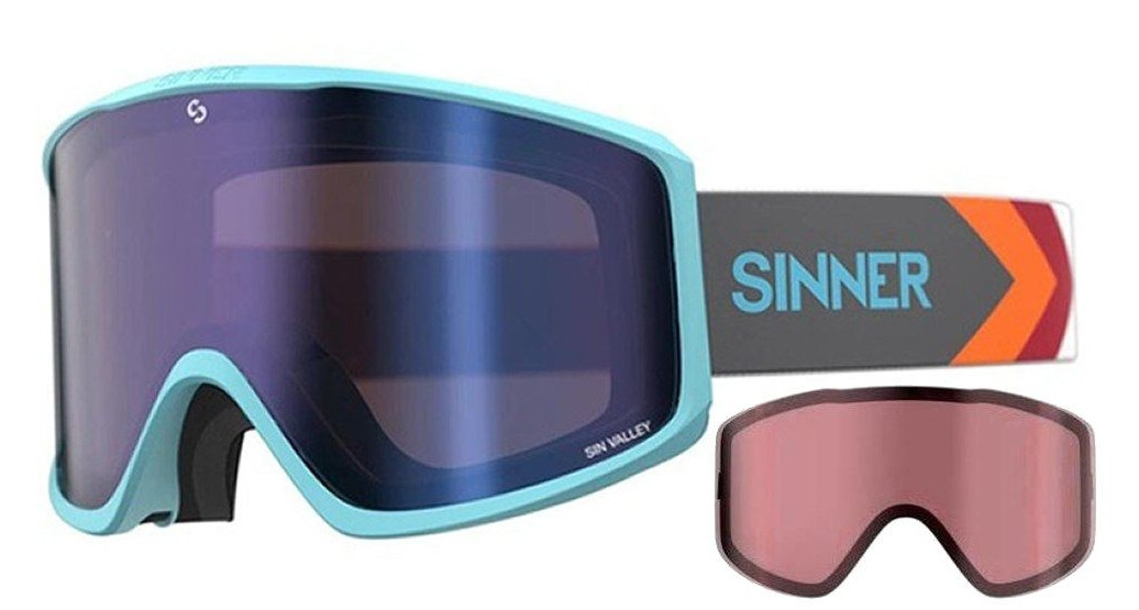 Гірськолижна маска Sinner Sin Valley Matte Light Blue-Blue Mir + Orange