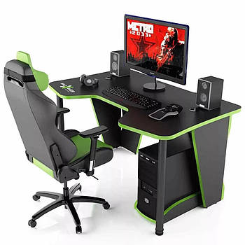 Геймерський стіл 140 см Madxracer Comfort GT14 зелений + чорний