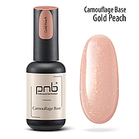 Camouflage Base Cover Gold Peach Камуфлюється база PNB, 8 ml ПЕРСИКОВИЙ З ЗОЛОТИМИ БЛИСКІТКАМИ.