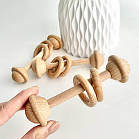 Погремушка КОЛЕЧКИ деревянная (бук), погремушка деревянная, игрушка для малыша