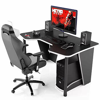 Геймерський стіл 140 см Madxracer Comfort GT14 чорний з білим