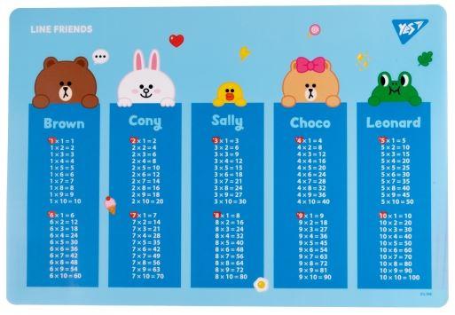 Підкладка настільна 43*29см Yes табл. множ. Line Friends
