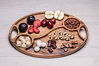 Деревянная тарелка для закусок Манежница Поднос для сервировки подачи фруктов сладостей с логотипом Без гравировки, М: 300х400х20 мм