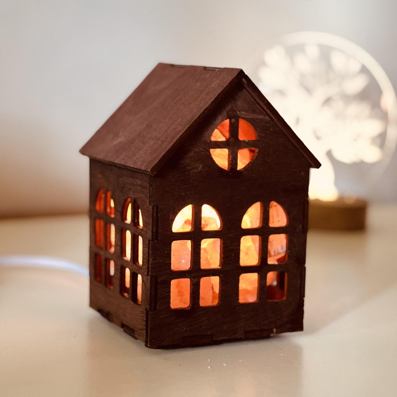 Соляна лампа з гімалайської солі “Корзина “Будинок” 1кг, фото 1