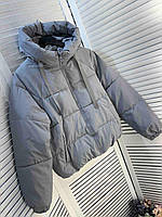 Куртка женская с капюшоном плащевка на синтепоне №1830 Серый