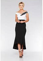 Женское черно-белое длинное платье Quiz, размер 54