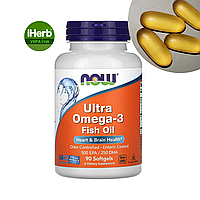 NOW Foods, Ultra Omega-3, Ультраомега-3, 500 мг ЕПК / 250 мг ДГК, 90 капсул