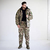Костюм тактический зимний камуфляж милитари, Утепленный военный костюм флис мультикам зсу soft shell