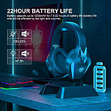 Бездротові навушники Kotion Each Q5s 2.4G з підтримкою віртуального об'ємного звуку 7.1 (Чорно-синій), фото 3