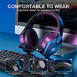 Бездротові навушники Kotion Each Q5s 2.4G з підтримкою віртуального об'ємного звуку 7.1 (Чорно-синій), фото 4