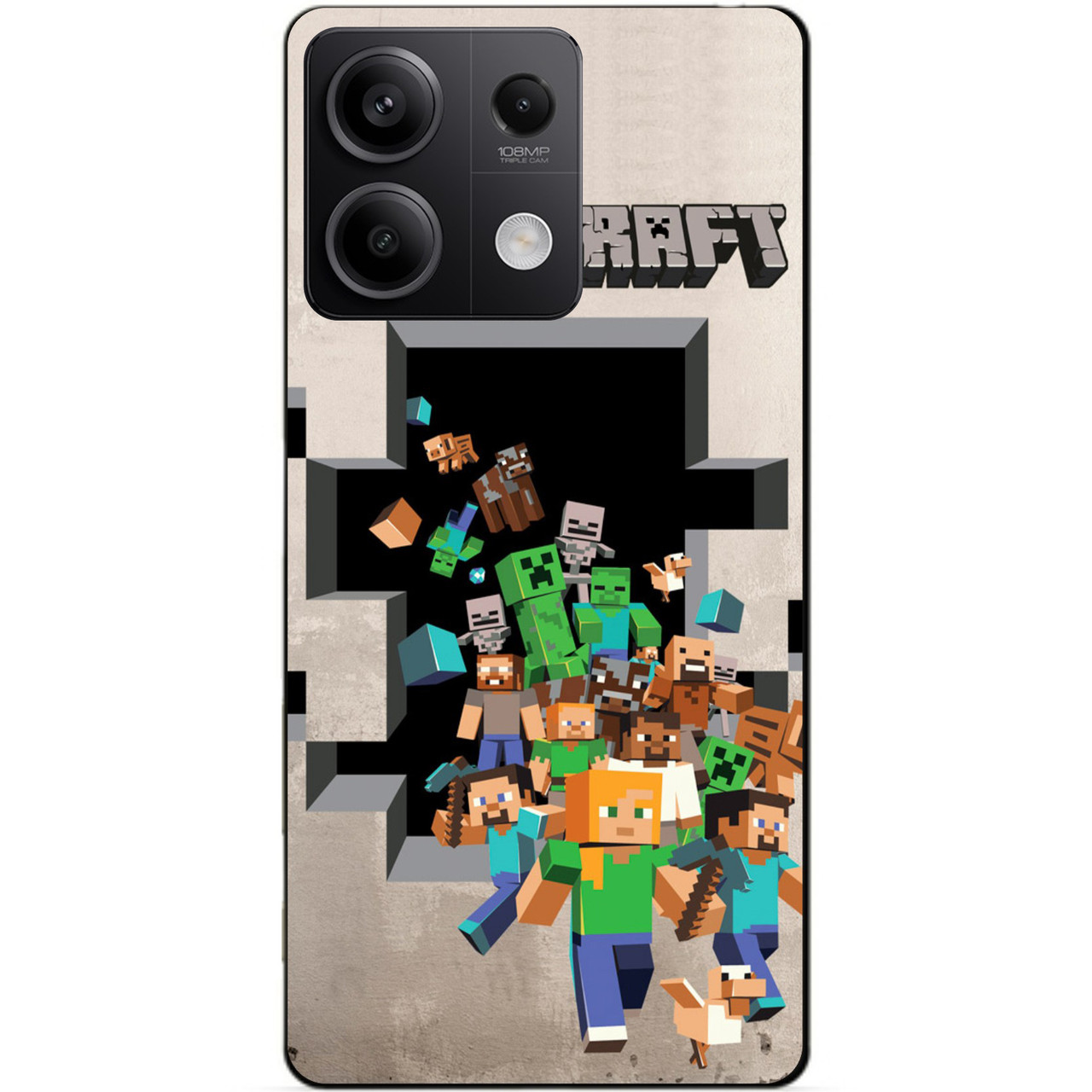 Силіконовий чохол бампер для Xiaomi Redmi Note 13 4G з картинкою Minecraft Майнкрафт