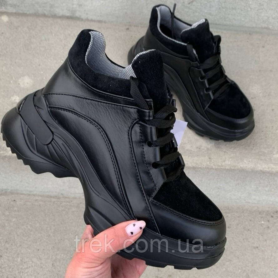 Кросівки жіночі шкіряні чорні /22794/ 36р, фото 1