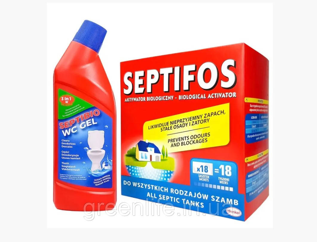 Біопрепарат Septifos 648г+Гель Septifos Septibio WC (3 в 1) 750 мл