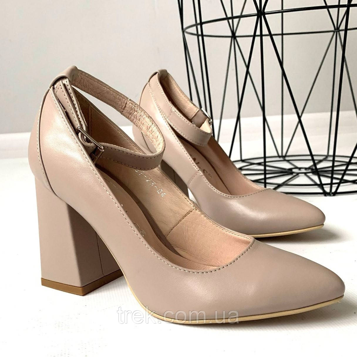 Туфлі жіночі шкіряні на каблуку бежеві /22922/ 36р, фото 1
