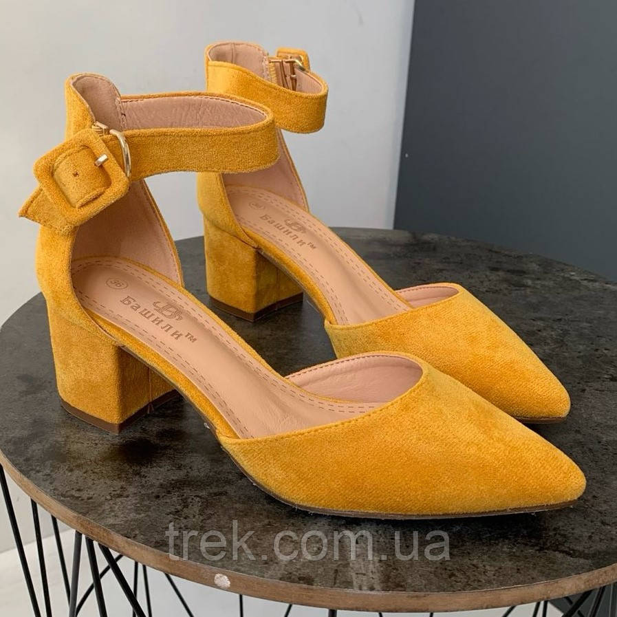 Туфлі жіночі на каблуку жовті /22935/ 39р, фото 1