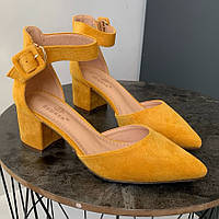 Туфлі жіночі на каблуку жовті /22935/ 38р