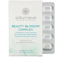 Solumeve, Beauty Blossom, комплекс для увлажнения кожи и выработки коллагена, 30 растительных капсул.