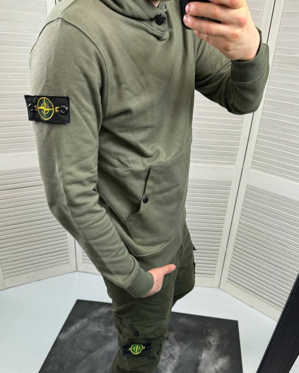 Чоловіча кофта худі Stone Island CK7072 хакі, фото 1